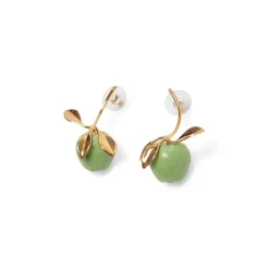 Andrés Gallardo Green Apple Stem Gold-Plated Post Earrings