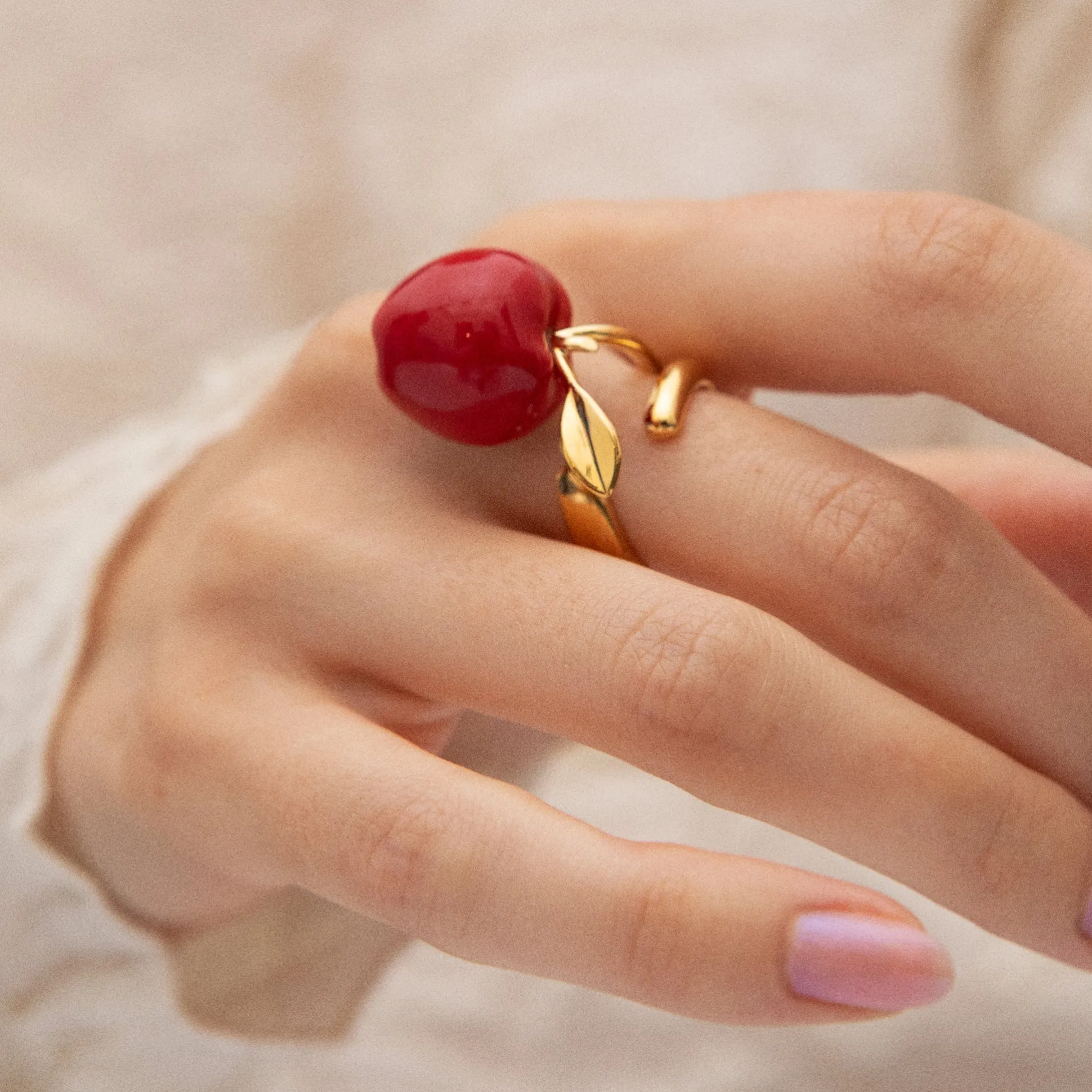 Andrés Gallardo Red Apple Gold-Plated Ring