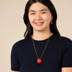Andrés Gallardo Red Apple Single Gold-Plated Hoop Earring