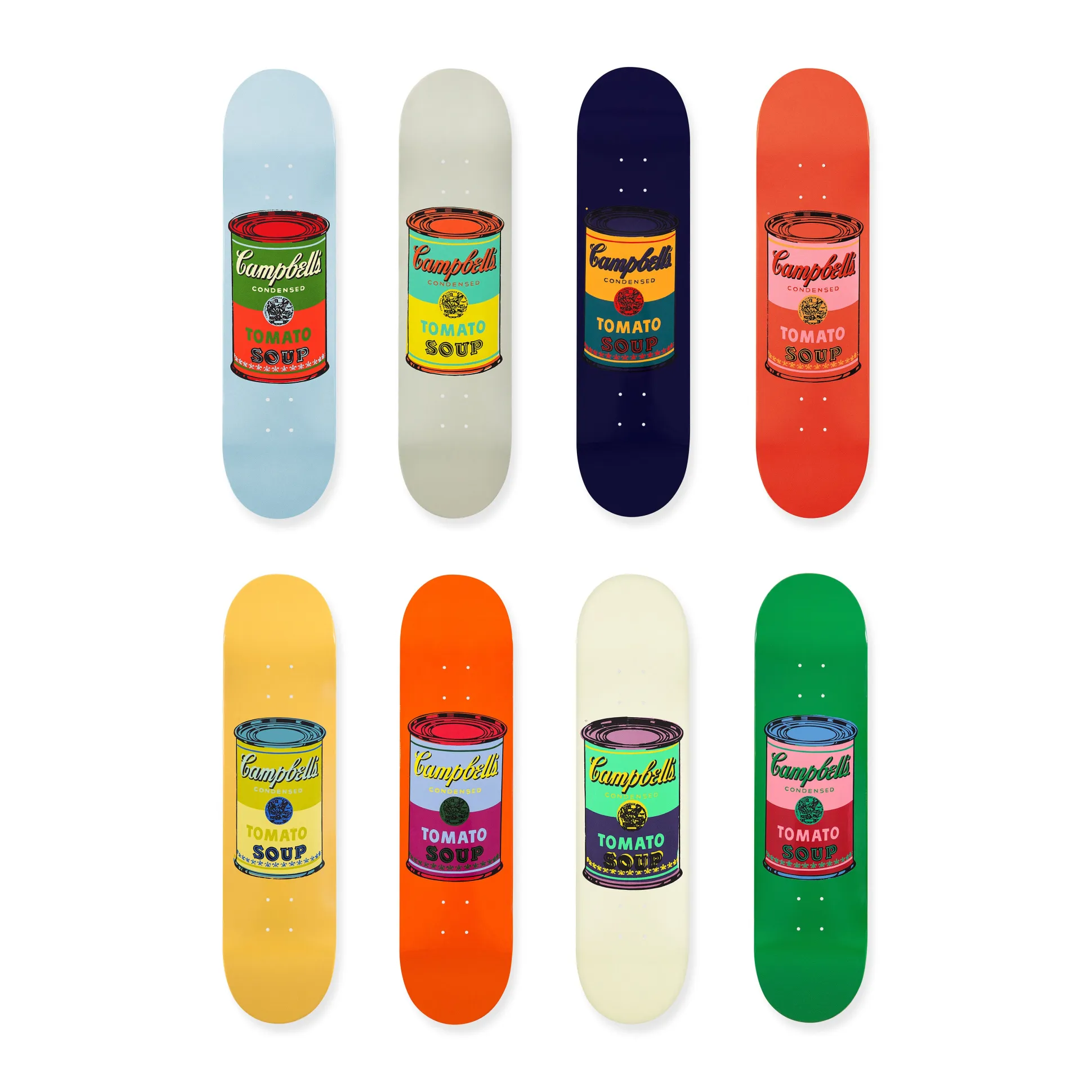 Andy Warhol: Skateboard Colored Campbell's Soup Cans Set of 8