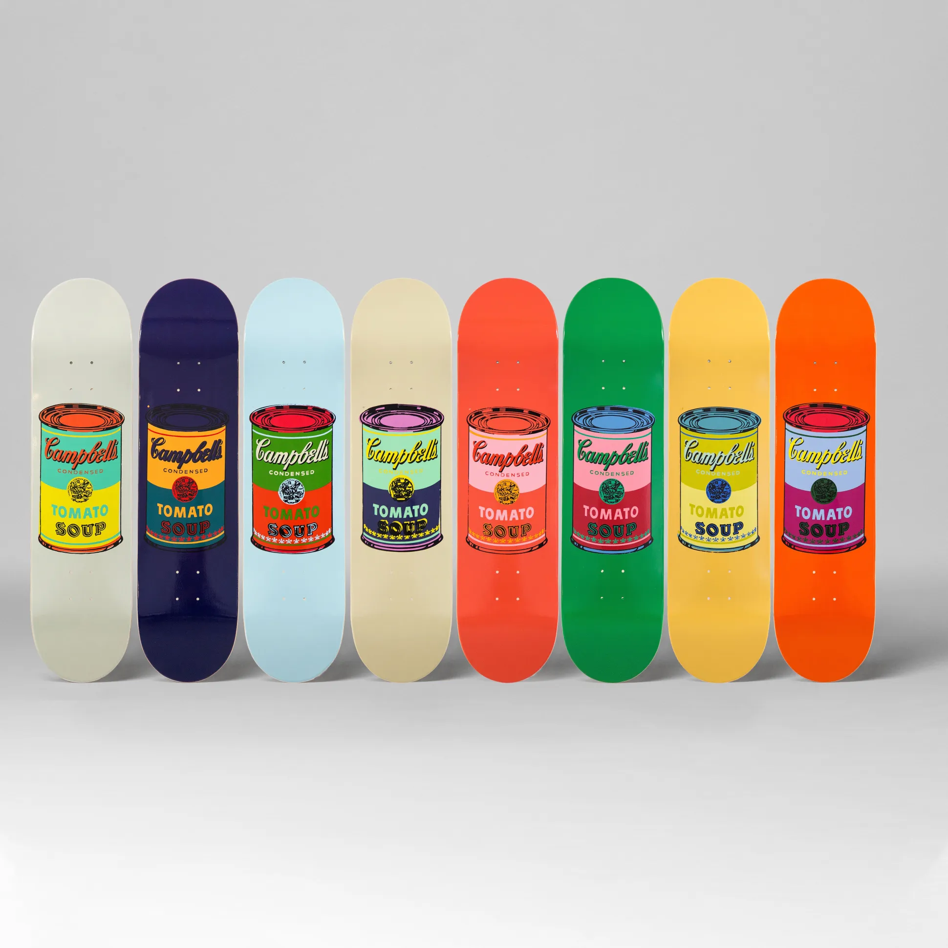 Andy Warhol: Skateboard Colored Campbell's Soup Cans Set of 8