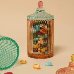 Candy Stripe Glass Storage Jar