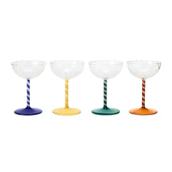 Candy Twist Glassware - Set of 4 - Coupe Set of 4