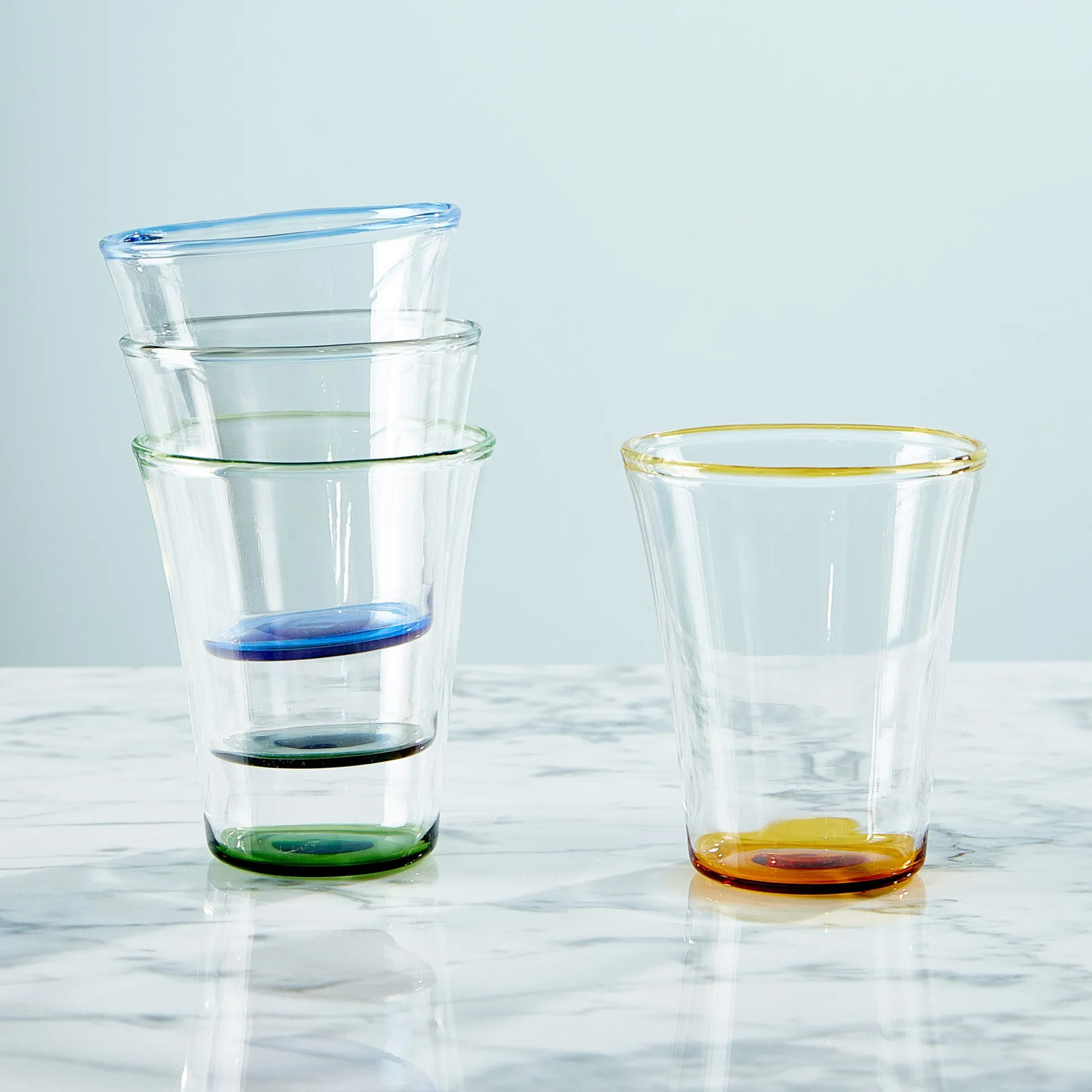 Color Accent Drinking Glasses - Set of 4 - Short