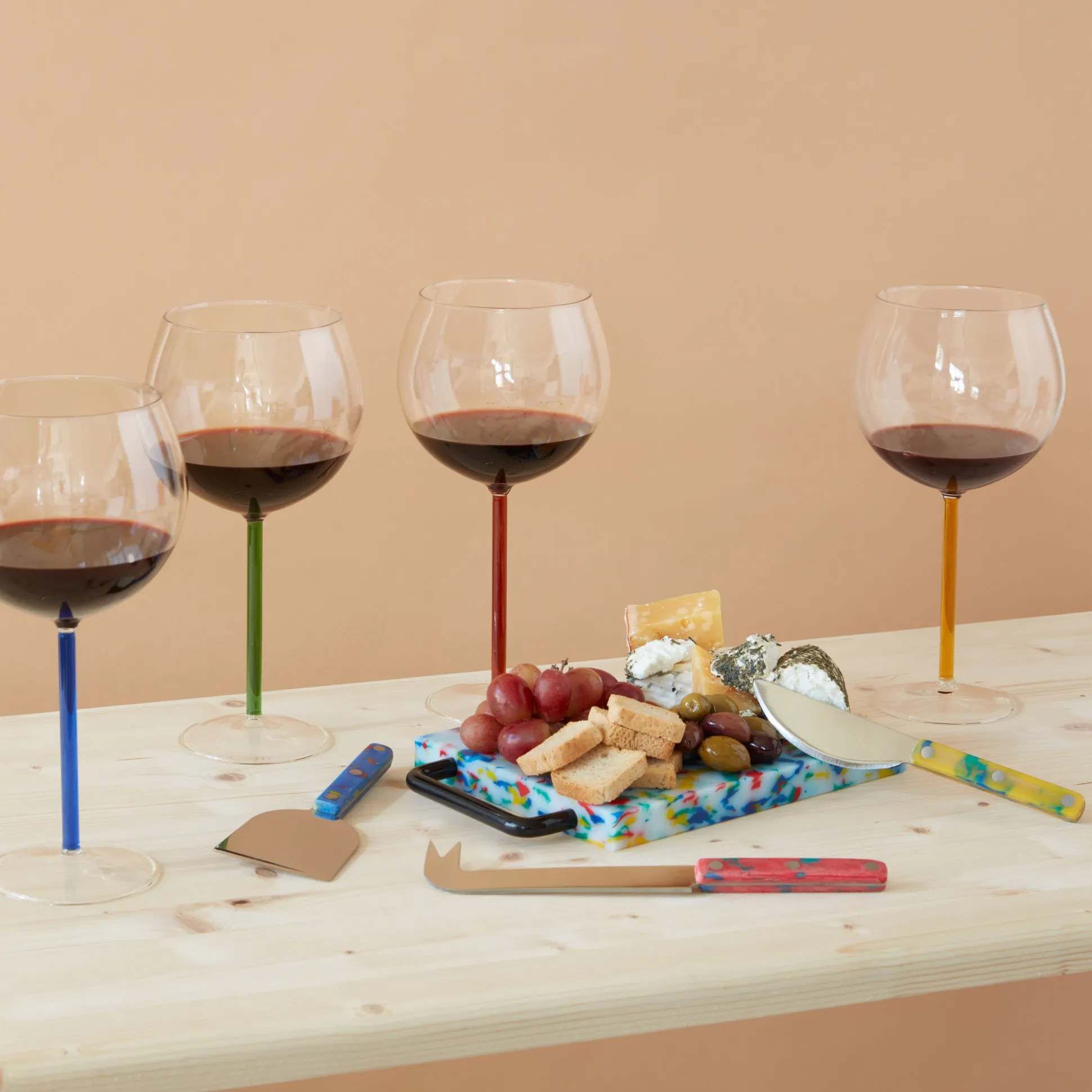 Color Accent Red Wine Glasses - Set of 2