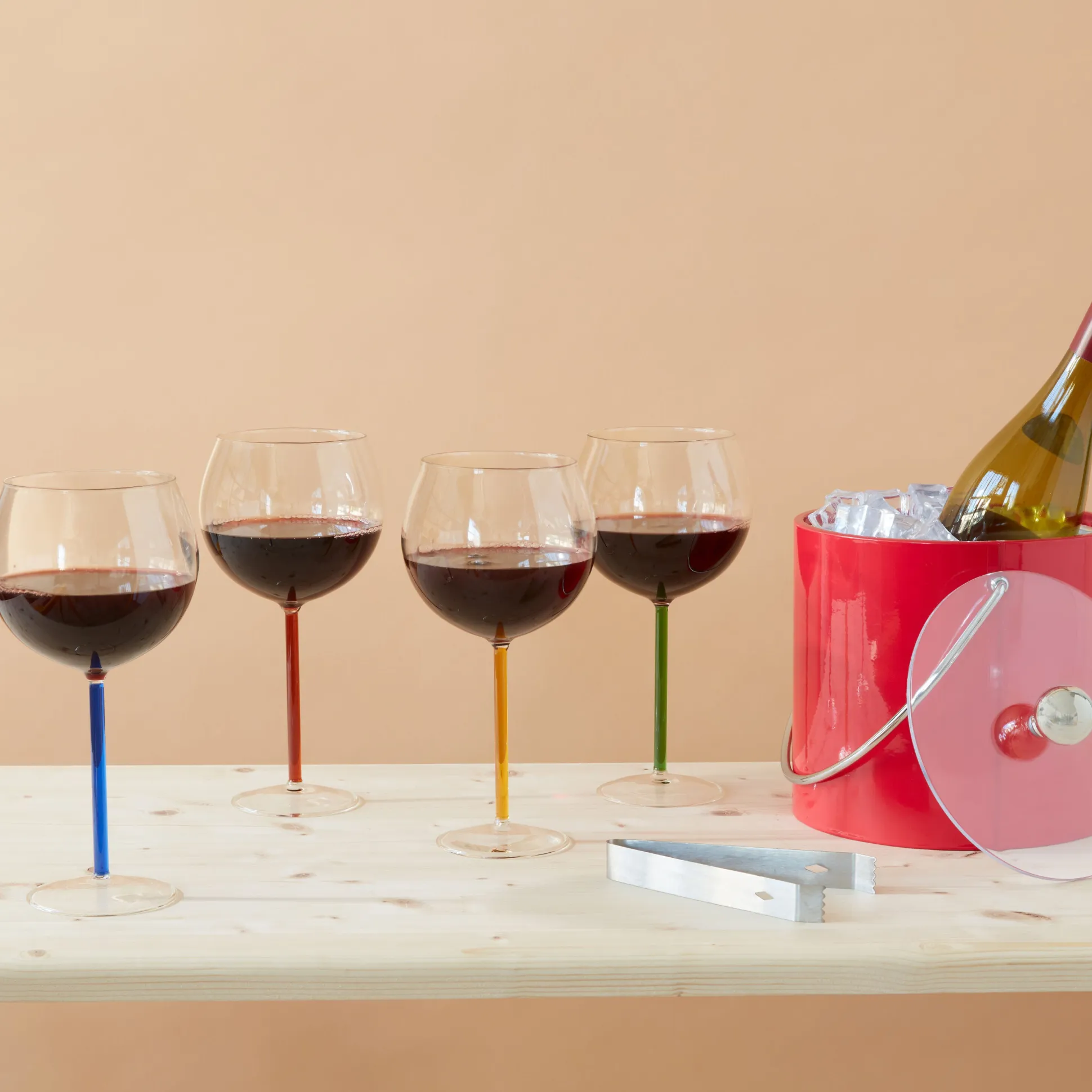 Color Accent Red Wine Glasses - Set of 2