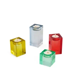 Color Block Glass Candle Holders - Set of 4