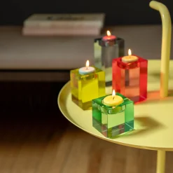 Color Block Glass Candle Holders - Set of 4