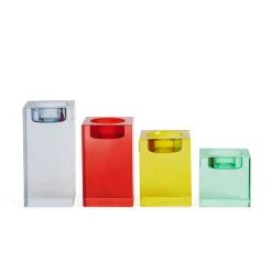 Color Block Glass Candle Holders - Set of 4
