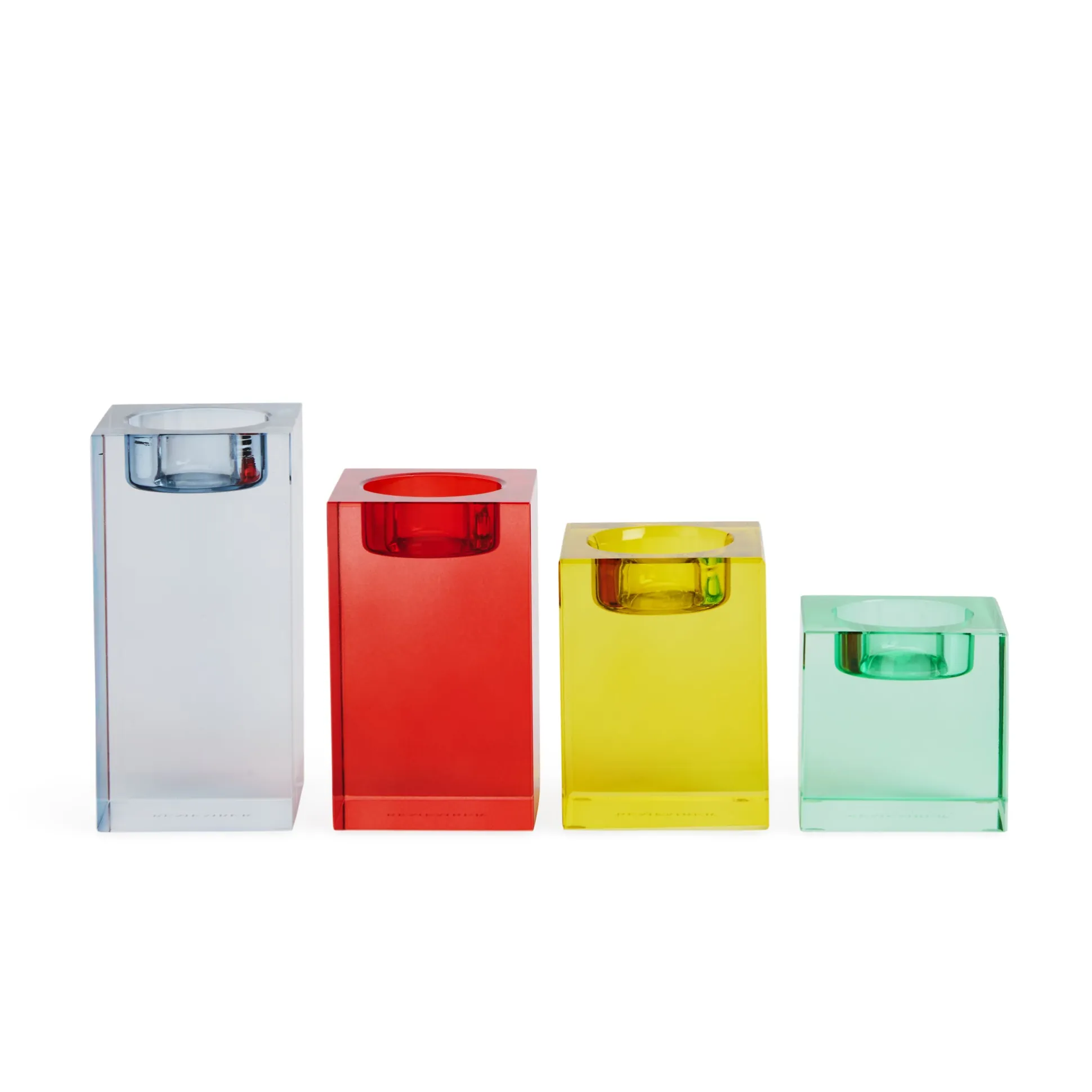 Color Block Glass Candle Holders - Set of 4