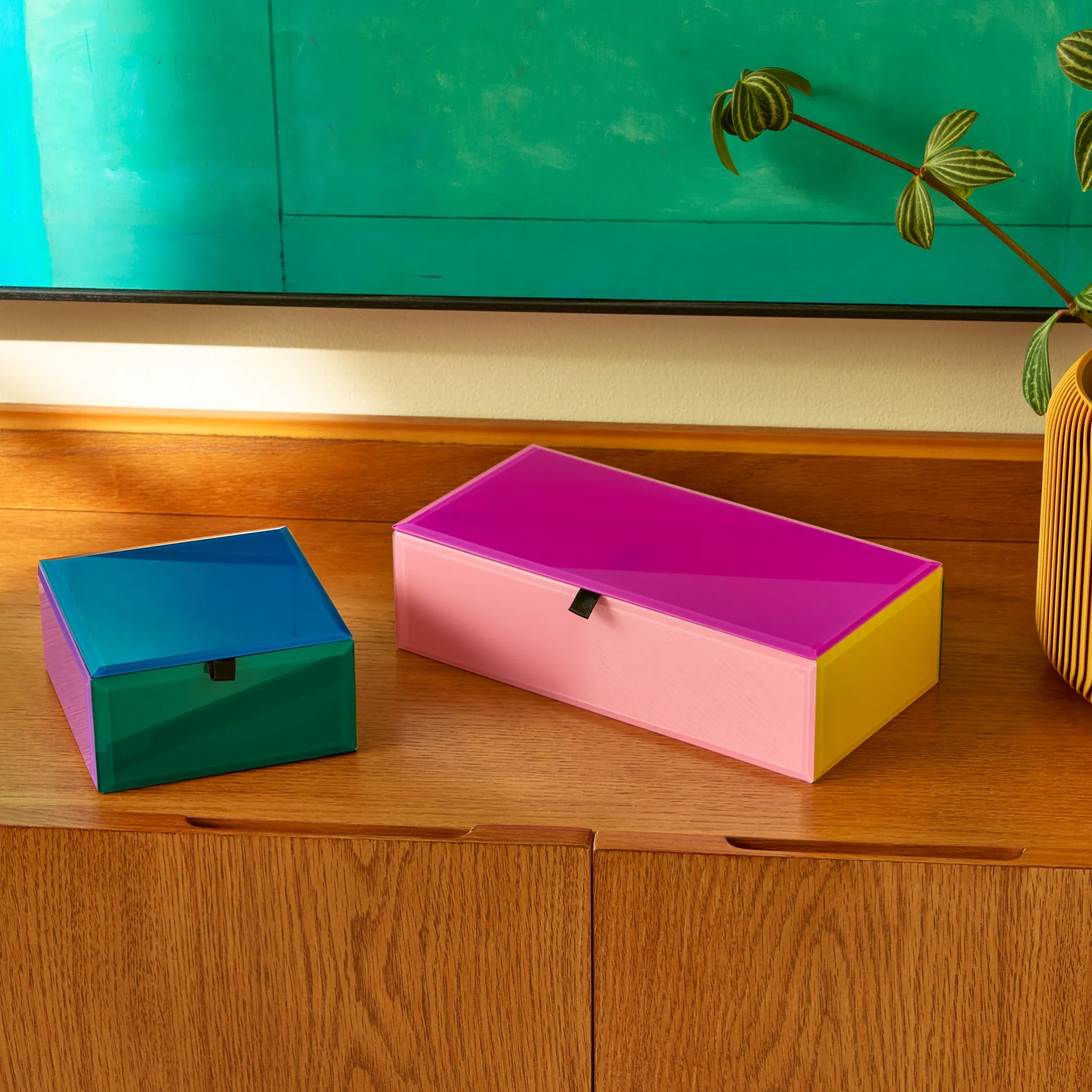 Colorblock Glass Jewelry Box