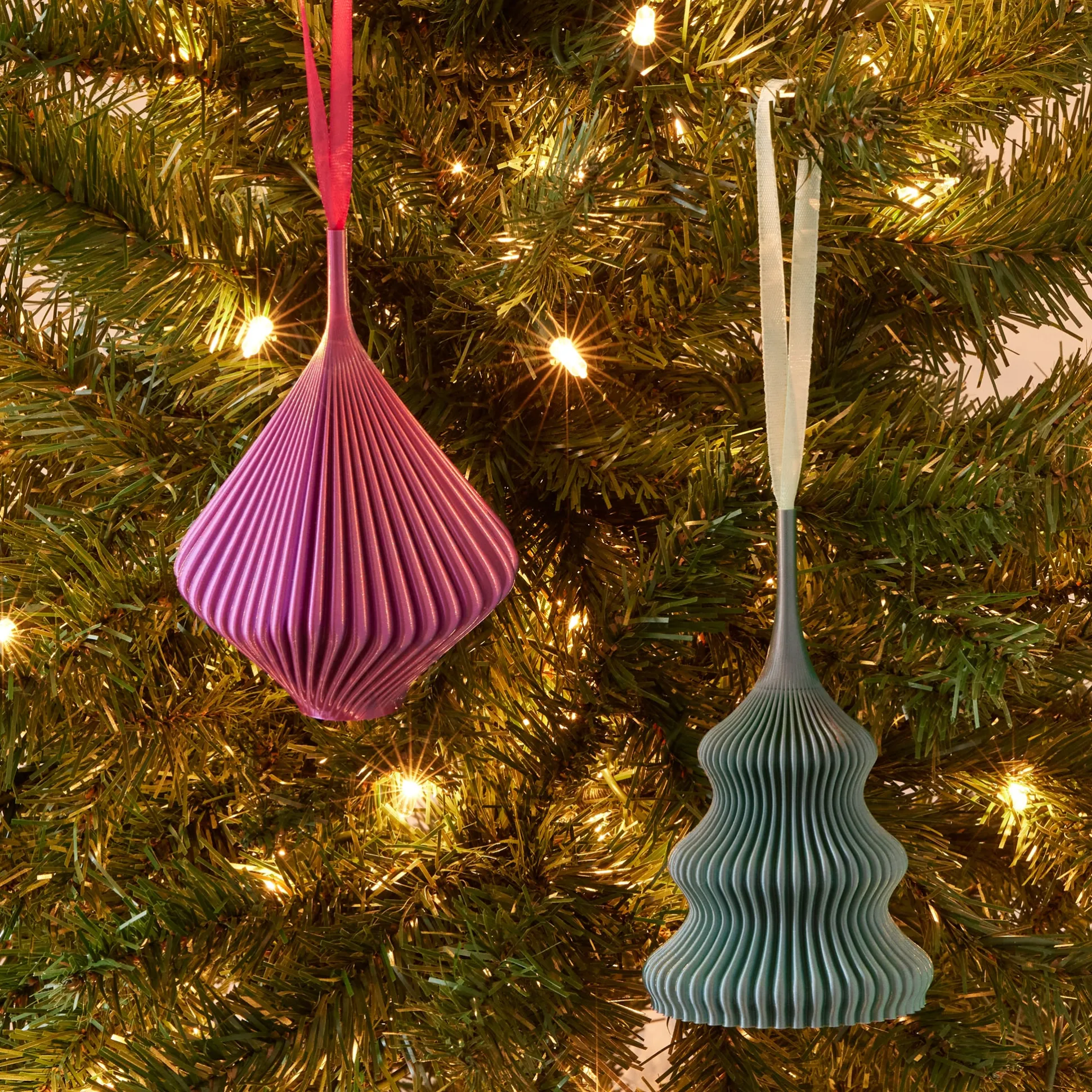 3D-Printed Holiday Ornaments - Set of 2