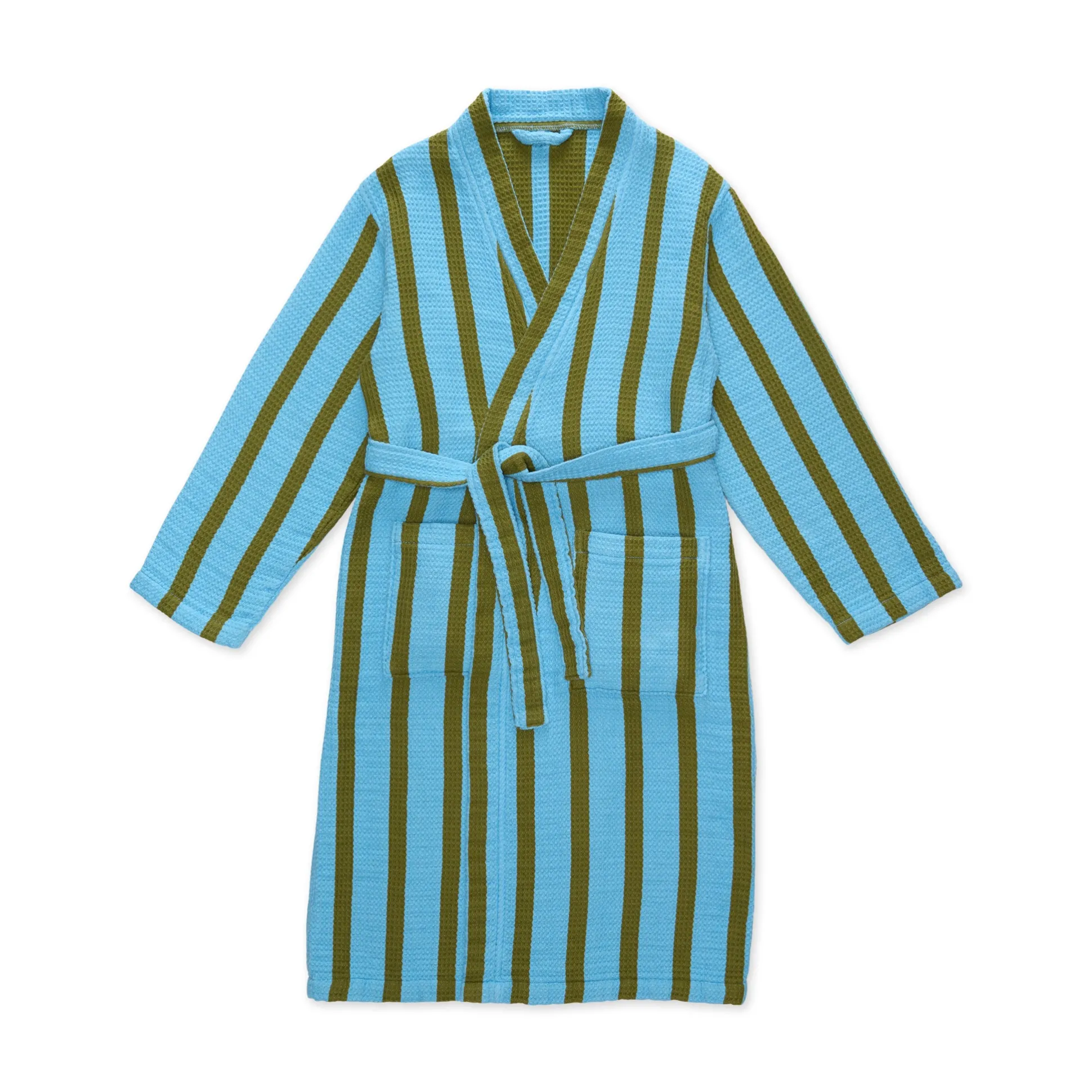 Dusen Dusen Striped Waffle Cotton Bathrobe