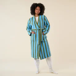 Dusen Dusen Striped Waffle Cotton Bathrobe