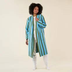 Dusen Dusen Striped Waffle Cotton Bathrobe