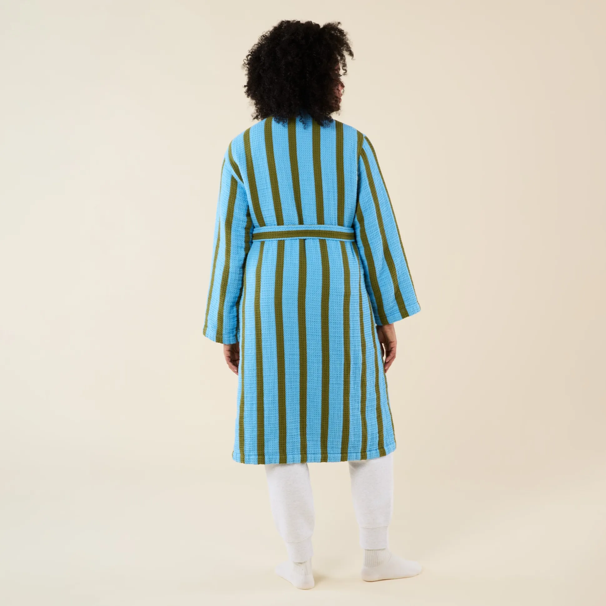 Dusen Dusen Striped Waffle Cotton Bathrobe