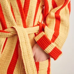 Dusen Dusen Striped Waffle Cotton Bathrobe