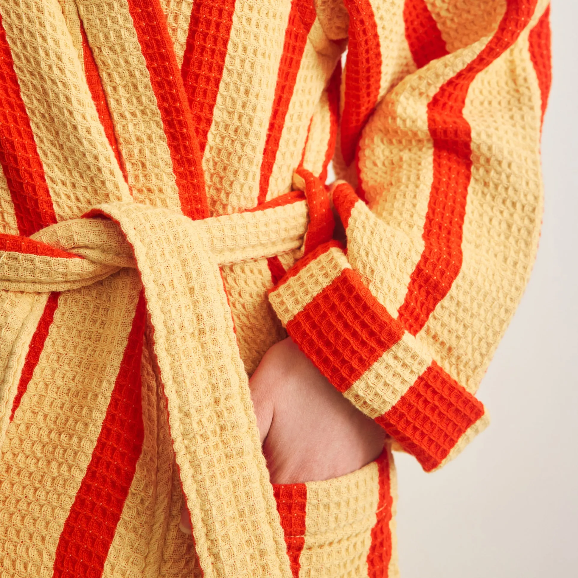 Dusen Dusen Striped Waffle Cotton Bathrobe
