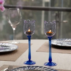 Eternal Blossom Glass Tea Light Holder