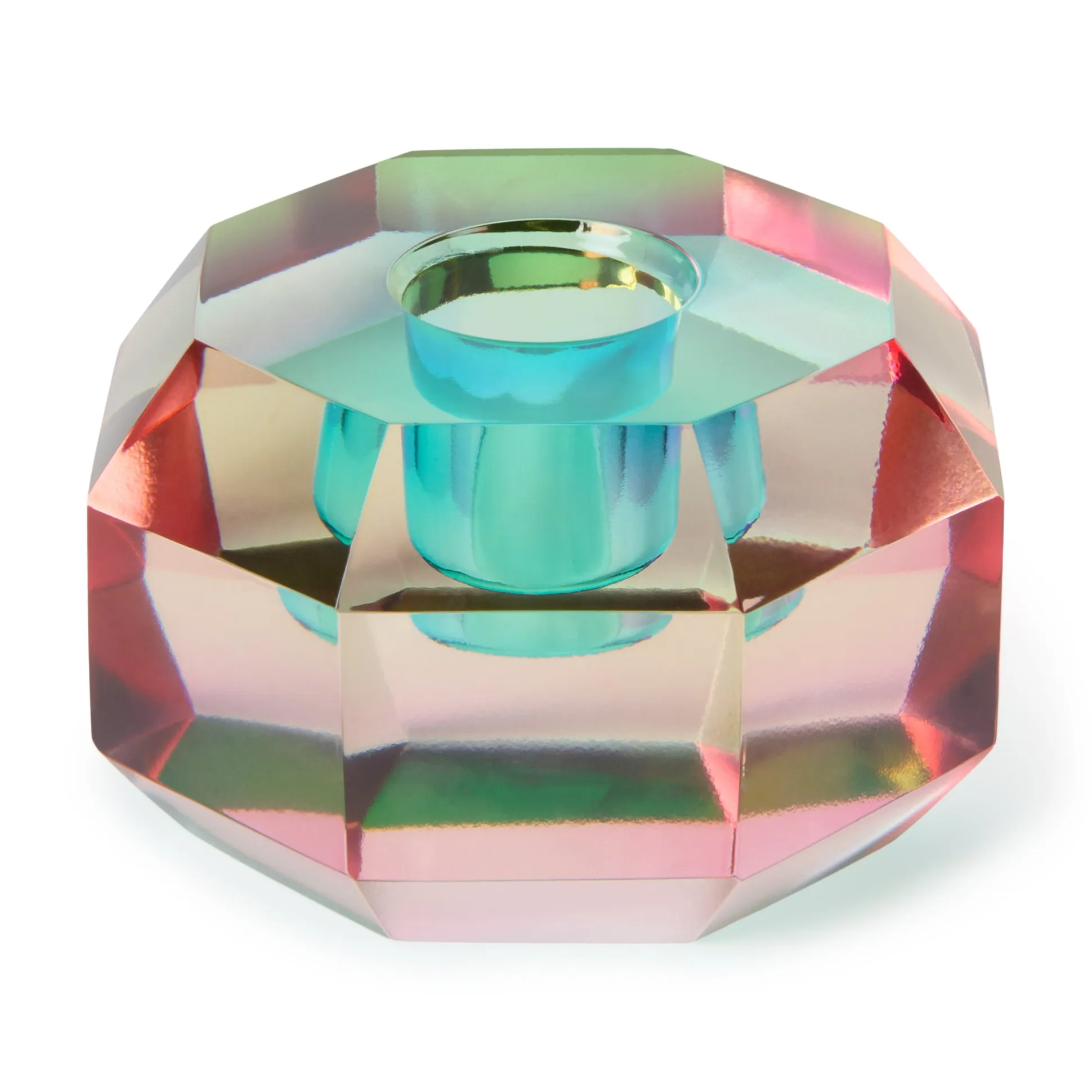 Faceted Octagon Crystal Candleholder