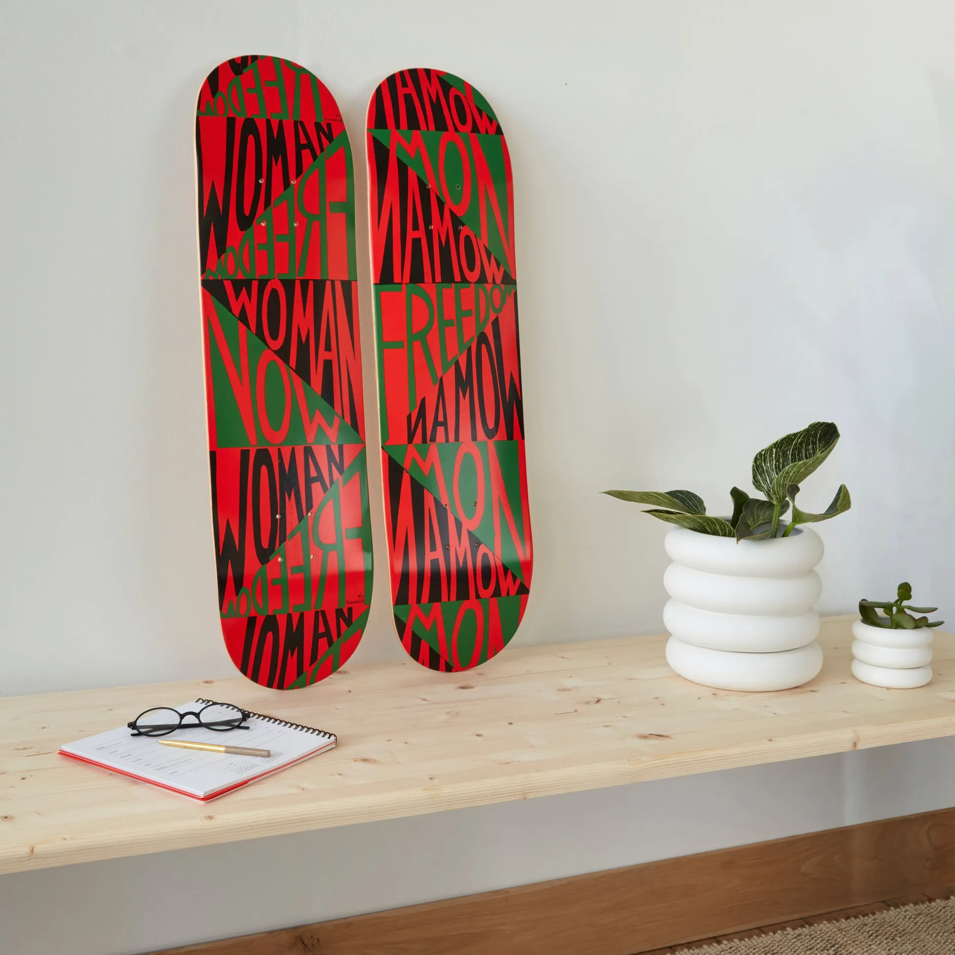 Faith Ringgold Woman Freedom Now Skateboard Diptych