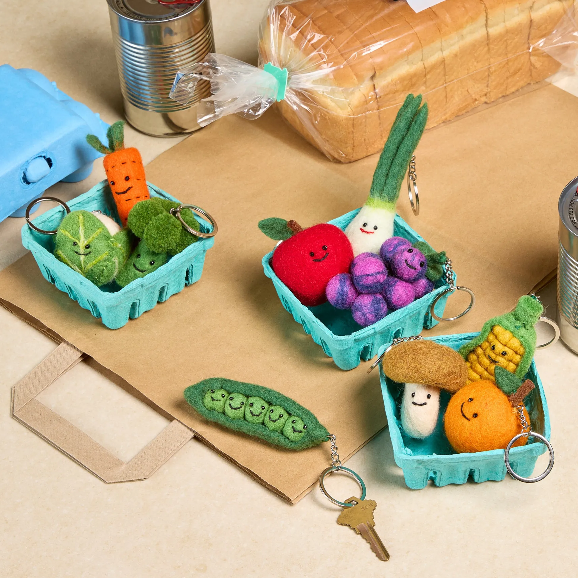 Fruit & Vegetable Felt Wool Keychain