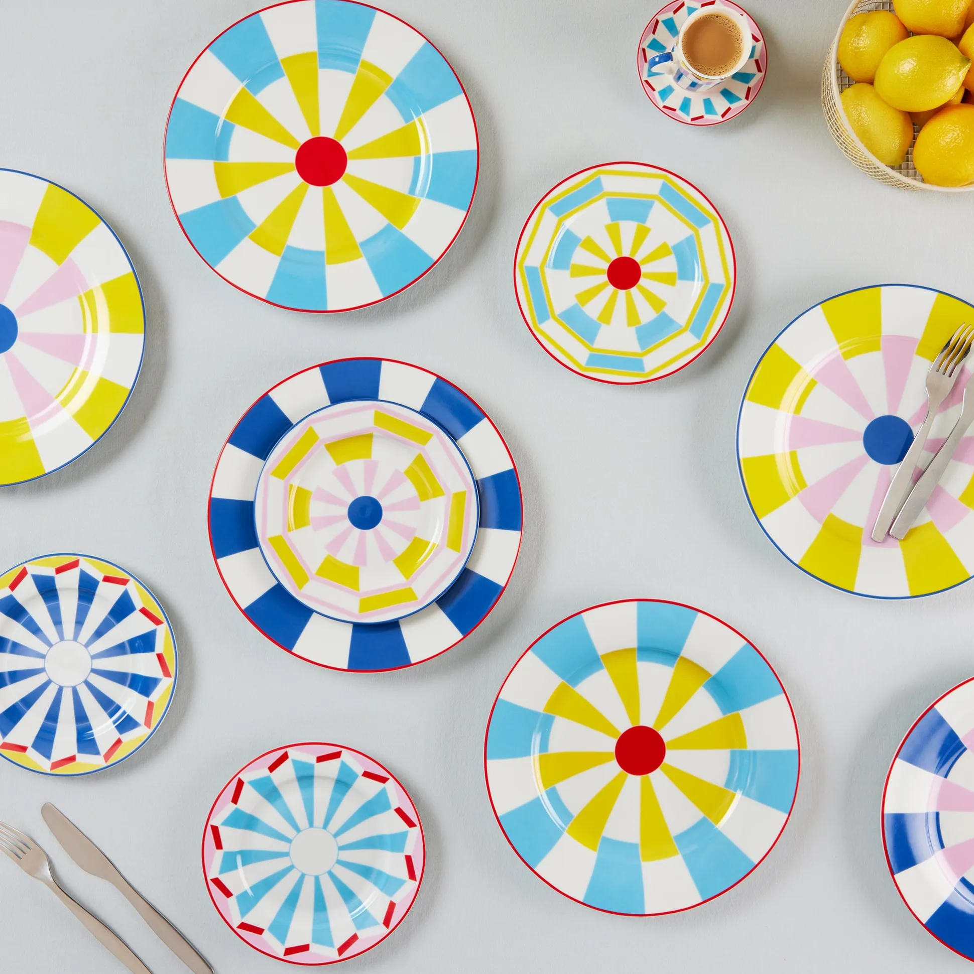 Geocromia Porcelain Dinnerware - Dessert Plate Set of 4