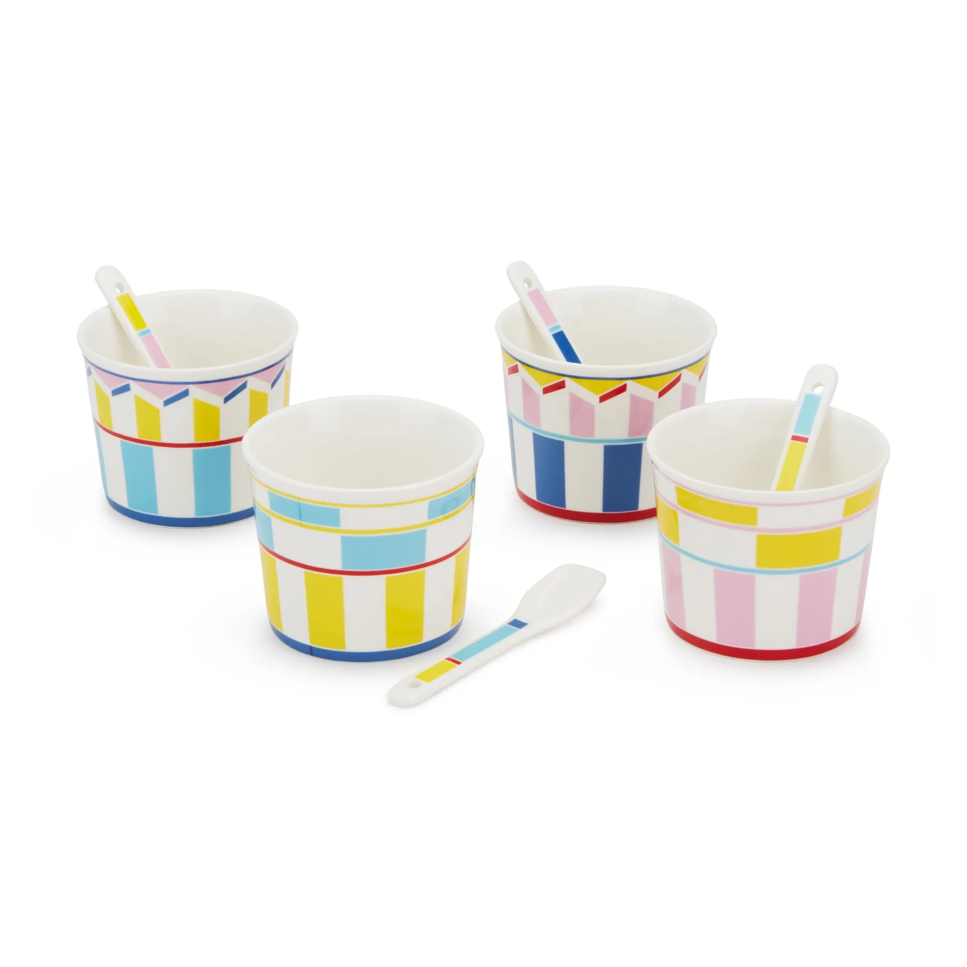 Geocromia Porcelain Dinnerware - Ice Cream Bowl Set of 4
