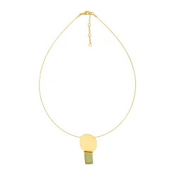 Geometric Collage Gold-Plated Pendant Wire Necklace