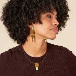 Geometric Collage Gold-Plated Pendant Wire Necklace