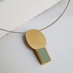 Geometric Collage Gold-Plated Pendant Wire Necklace