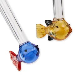 Glass Fish Straws - Set of 2
