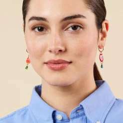 Haricot Vert Small Hoop Earrings with NYC Icon Charms