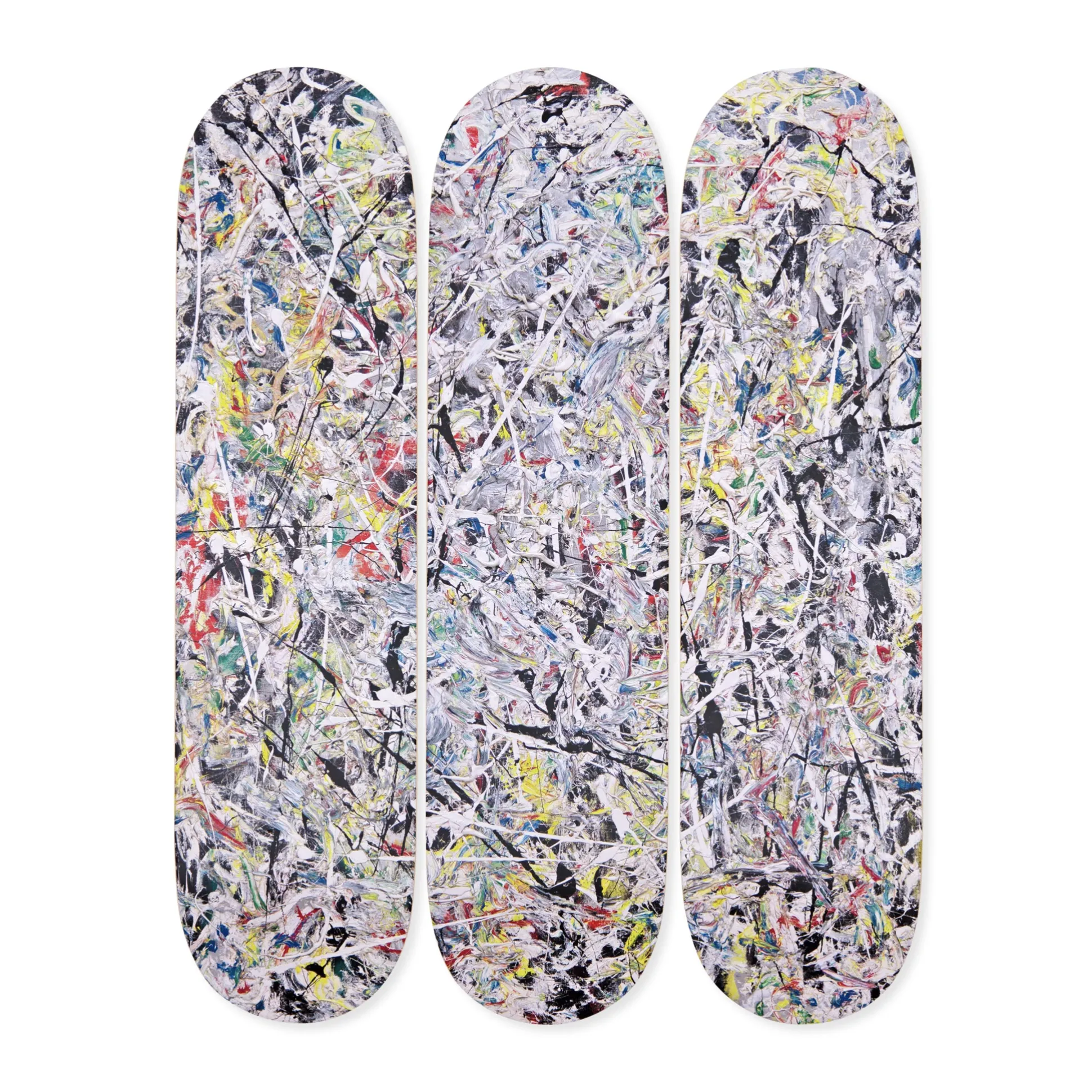 Jackson Pollock White Light Skateboard Triptych from The Skateroom