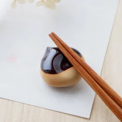 Japanese Ceramic Food Chopsticks Rest - Chestnut Bun