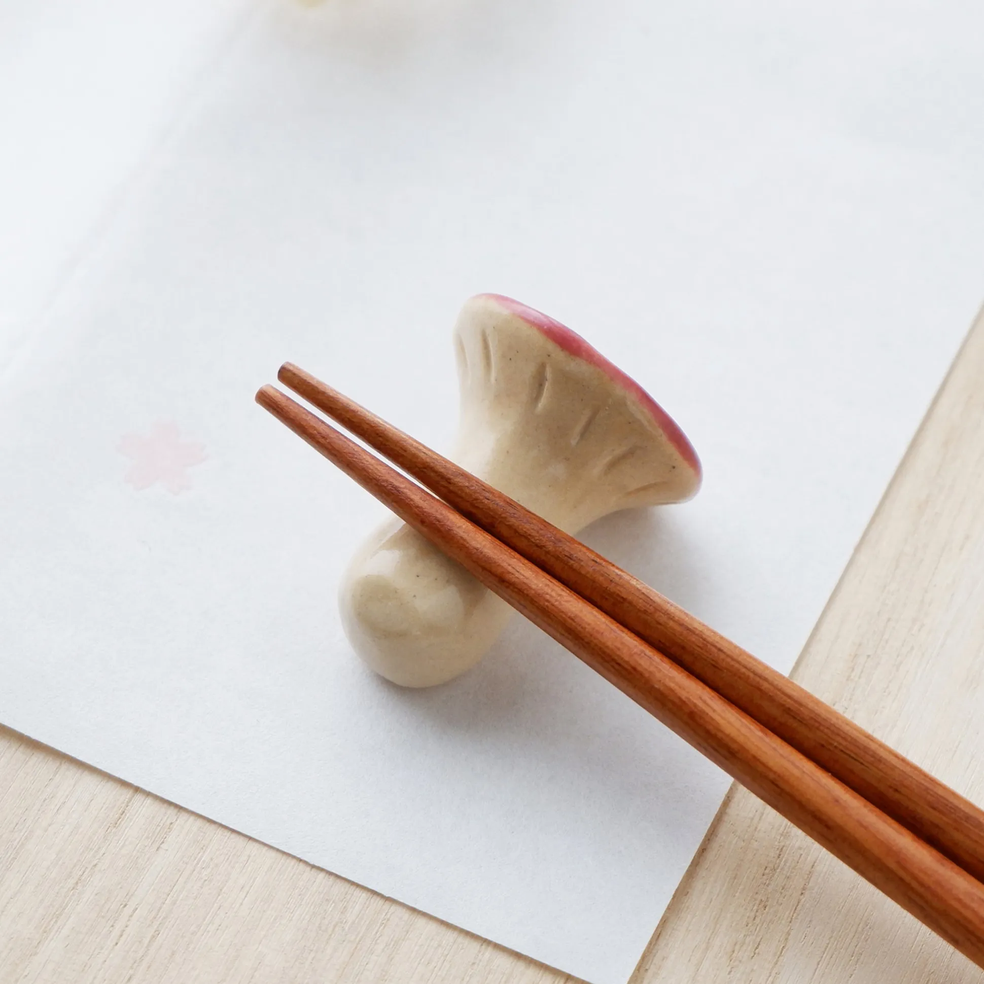 Japanese Ceramic Food Chopsticks Rest - Mushroom