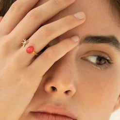 Joan Miró Gold-Plated Dot & Star Cuff Ring