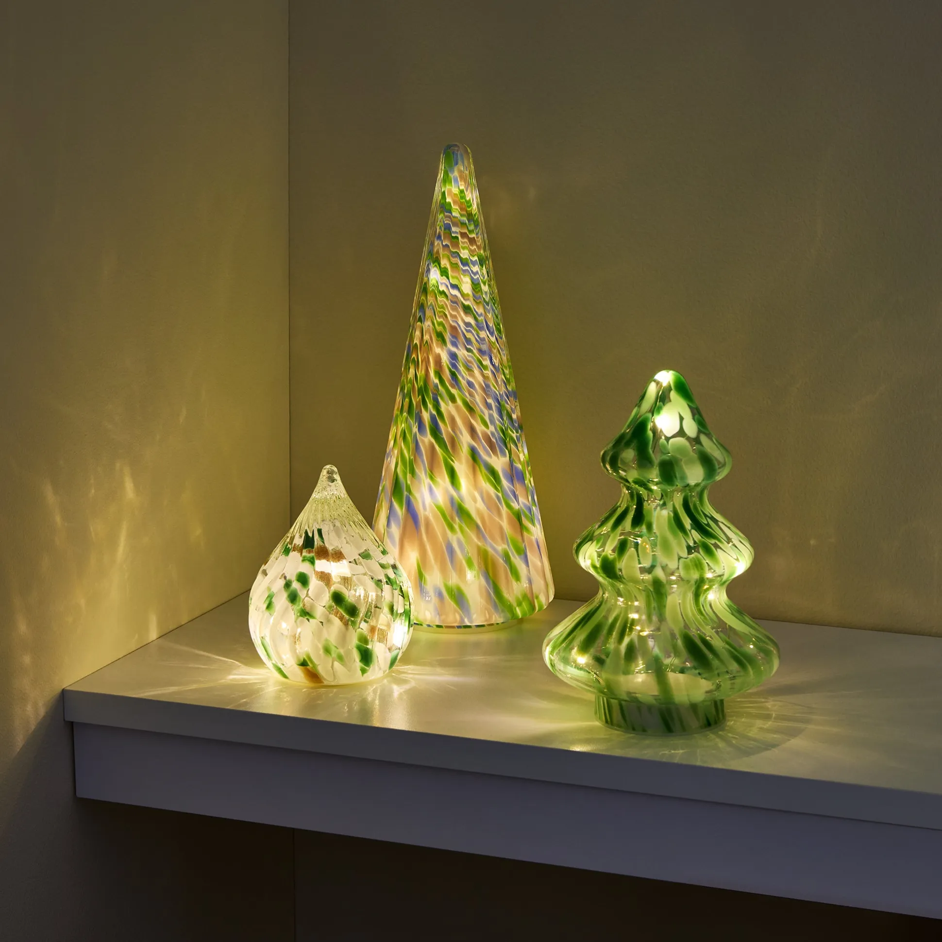 LED Lighted Marbled Glass Holiday Decor