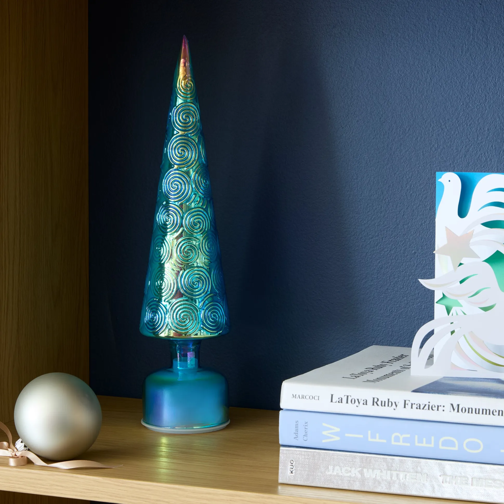 LED Lighted Starry Night Spinning Glass Tree