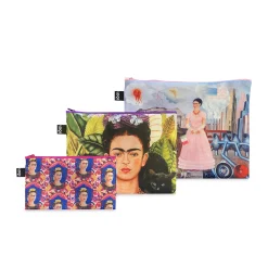 Loqi Frida Kahlo Recycled Polyester Pouches - Set of 3
