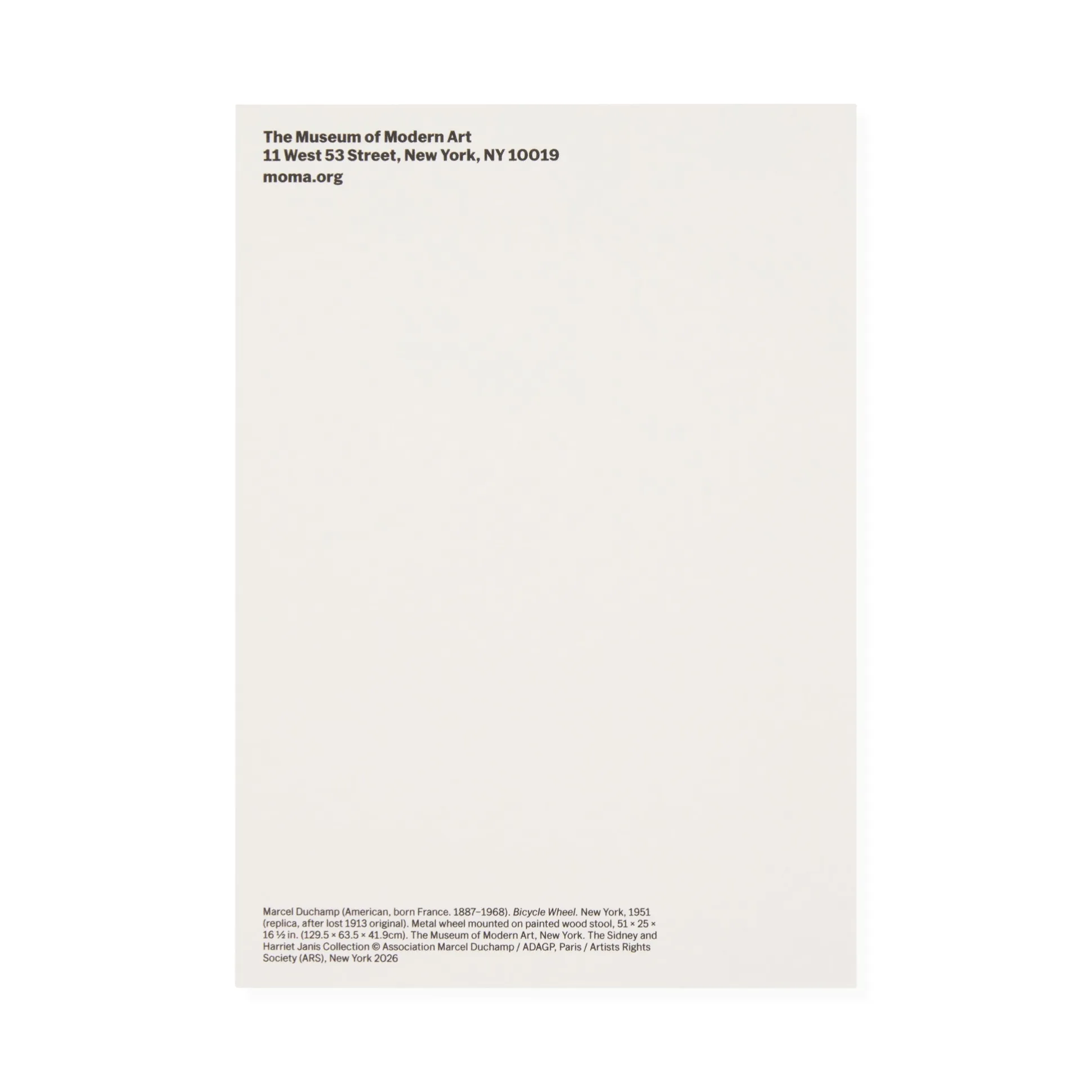 Marcel Duchamp Bicycle Wheel Mantlepiece Card