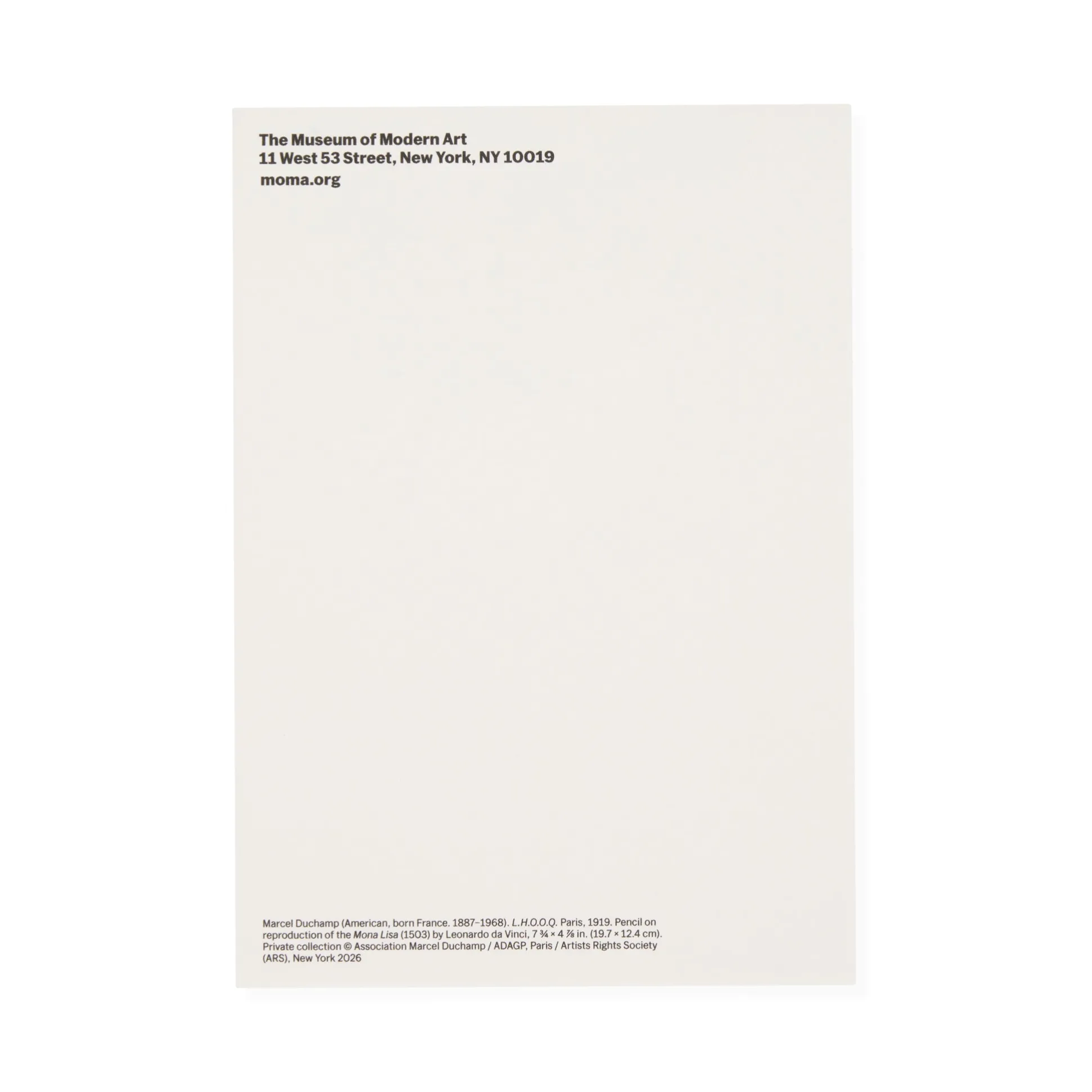 Marcel Duchamp L.H.O.O.Q. Mantlepiece Card