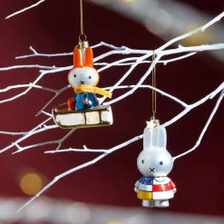Miffy Glass Holiday Ornament - Miffy Snow Sled