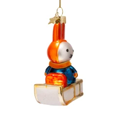 Miffy Glass Holiday Ornament - Miffy Snow Sled