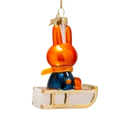 Miffy Glass Holiday Ornament - Miffy Snow Sled