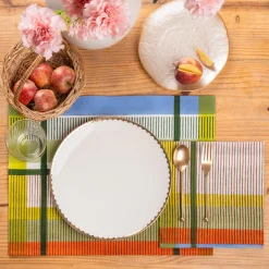 Modernist Stripe Cotton Table Linens - Napkins S/4