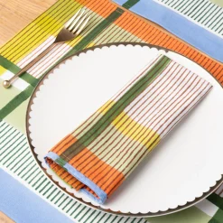 Modernist Stripe Cotton Table Linens - Napkins S/4