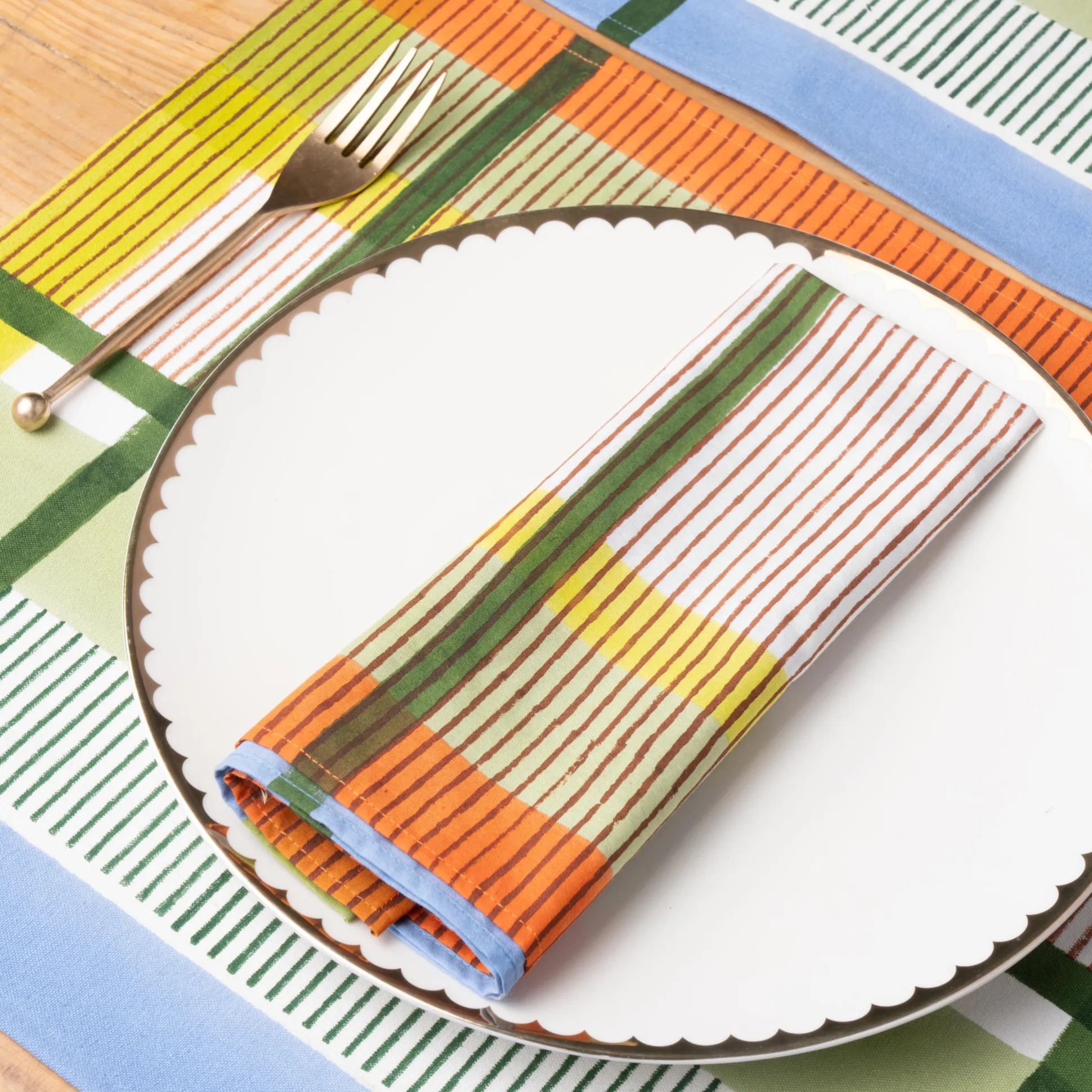 Modernist Stripe Cotton Table Linens - Napkins S/4