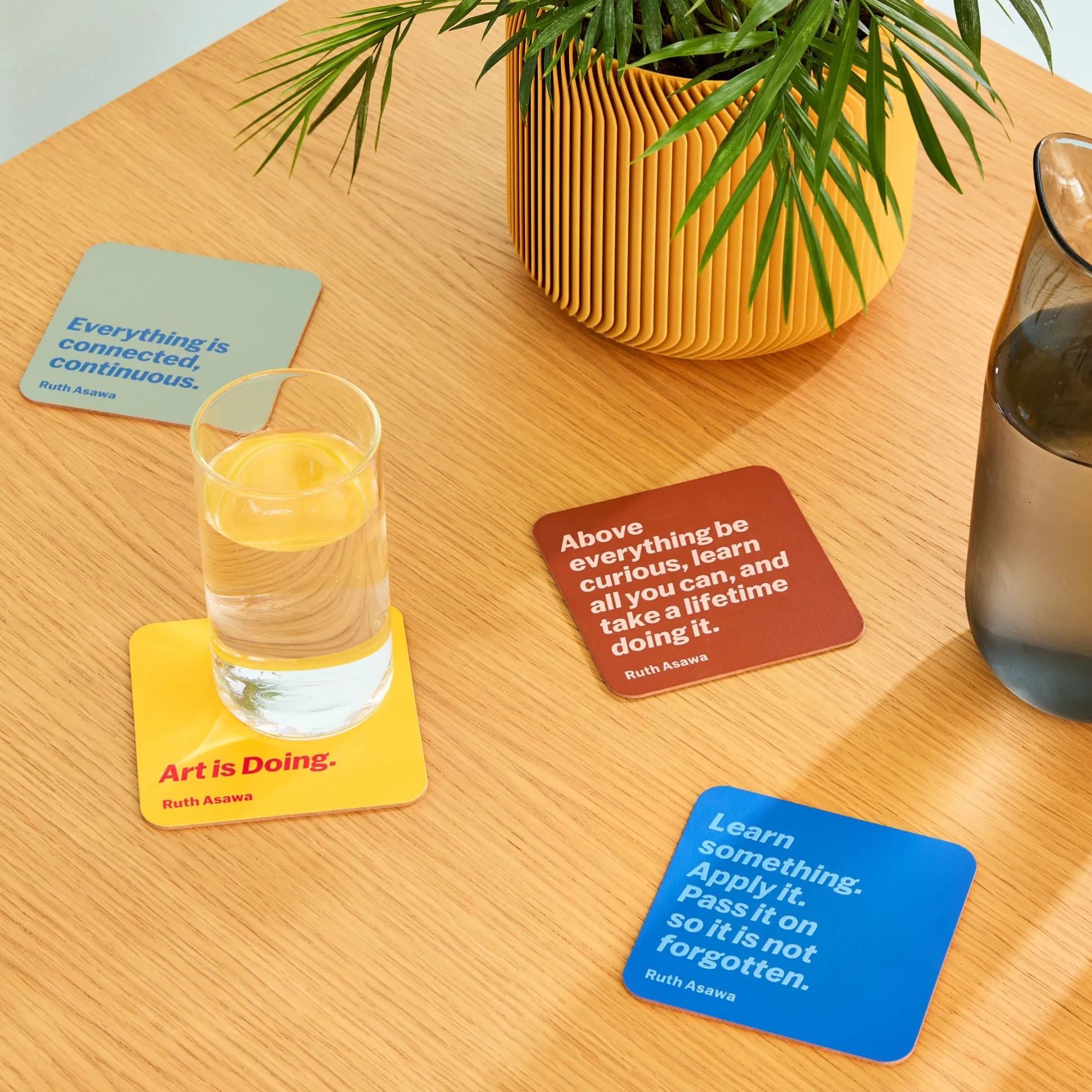 MoMA Artist Recycled Leather Quote Coasters - Set of 4