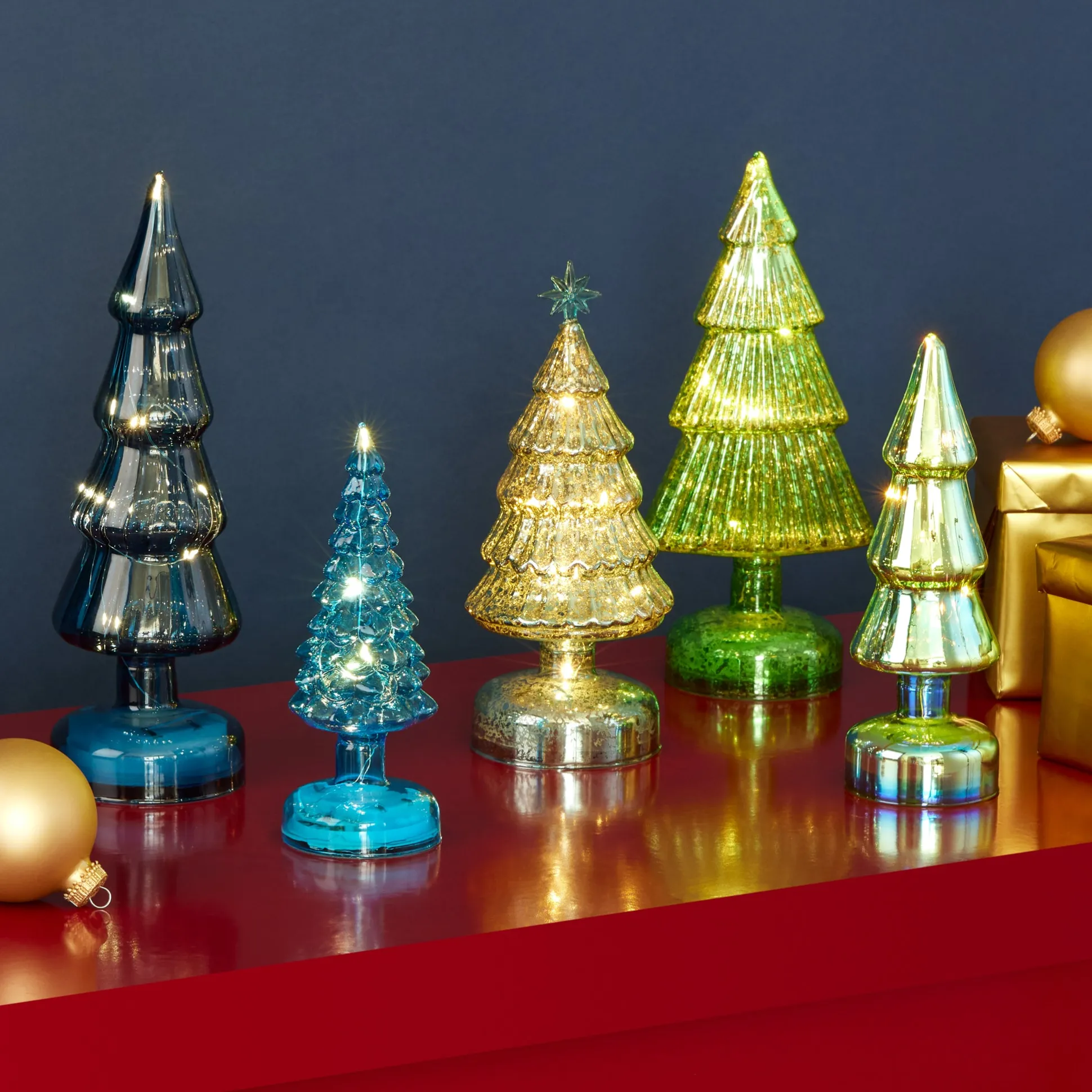 MoMA Colorful LED Lighted Trees - Set of 5 - Small